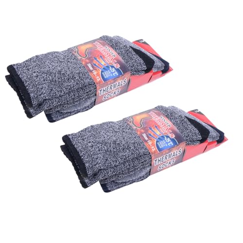 3/6 Pack Men's Winter Thermal Quarter Socks for Cold Weather Size:10-13