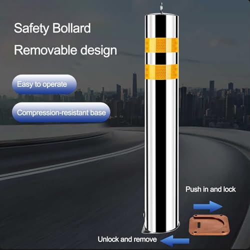Cono de Seguridad, bolardos de Seguridad metálicos de Alta Resistencia con Cinta Reflectante - 4 Postes Amarillos de 600 mm (23,6 Pulgadas) para barreras de estacionamiento en aceras, ciclov