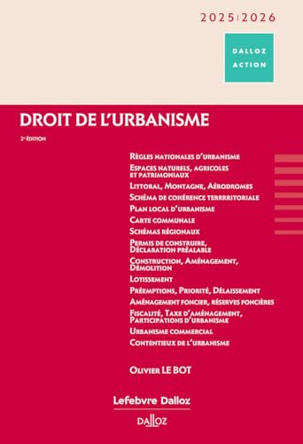 Droit de l'urbanisme 2025/2026 livre code aménagement