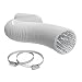 6" Air Duct - 25 FT Long, White Flexible Ducting with 2 Clamps, 4 Layer HVAC Ventilation Air Hose - Great for Grow Tents, Dyrer Rooms, House Vent Register Lines
