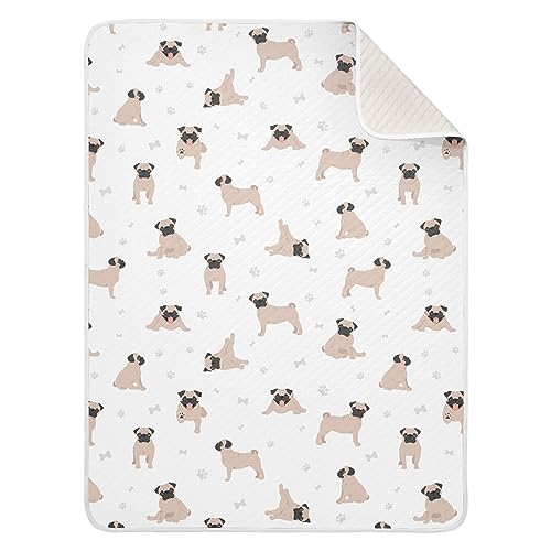 Image of Swaddle Blanket for Cute Pug Puppy Dogs Baby Receiving Blanket Muslin Baby Swaddles Soft Cotton Breathable Nursery Blankets for Unisex Boys and Girls 30x40 Inch
