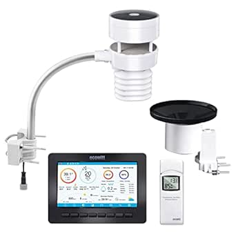 ECOWITT HP2553 Weather Station with TFT Large Color Display, WS80 Ultrasonic Anemometer, WH40 Self-Emptying Rain Gauge, and WN32BP Indoor Sensor
