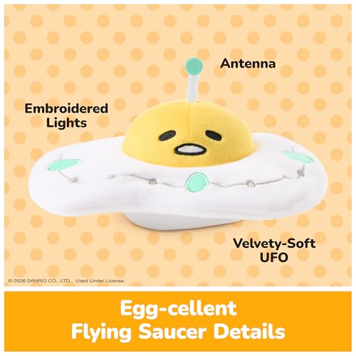 Image of GUND Sanrio Gudetama The Lazy Egg Stuffed Animal, Gudetama UFO Plush Toy for Ages 1 and Up, 5 inch