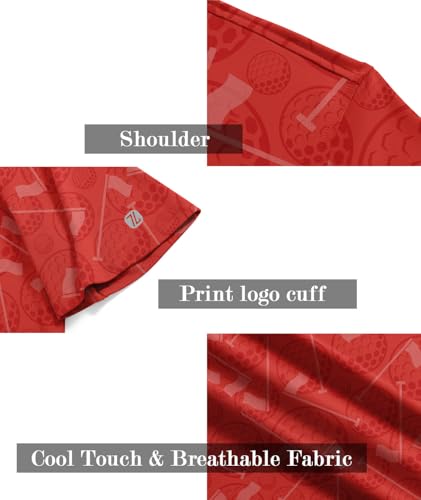 Image of ZITY Men's Golf Shirts Short Sleeve Print Patterns Casual Collared Polo