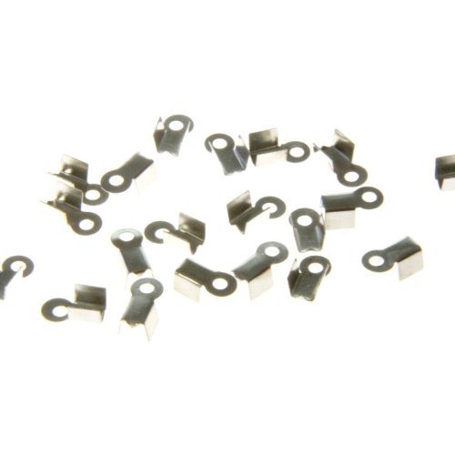 HQ-CLOUD 100 Embouts Fermoir Cache-Noeuds en Métal 6x3 mm pour Fil Cordon, Stop Fil Pince à écraser - Argenté