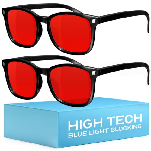 Image of livho High Tech Blue Light Blocking Gaming Glasses - Red Lenses | Computer Glasses, Advanced Blue Light Blocking, Screen Fatigue Protection, UV Protection