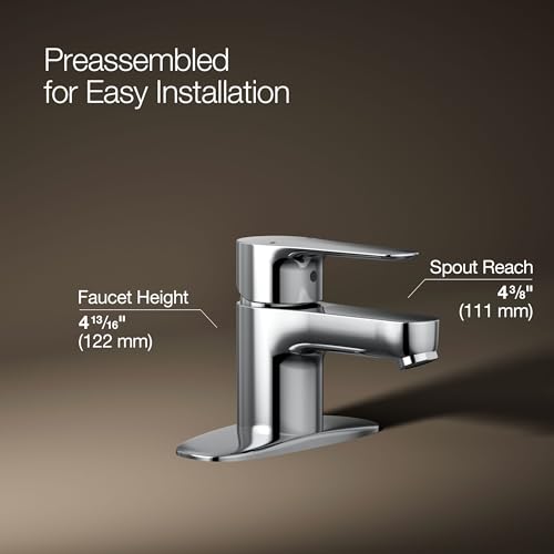 Kohler K-16027-4-CP Luglio Rubinetto Per Lavabo Da Bagno, Cromato Lucido - 4