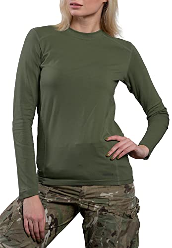 281Z Womens Military Stretch Cotton Underwear Shirt - Tactical Hiking Outdoor - Punisher Combat Line (Olive Green, Medium)
