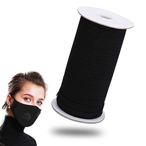 100 Yards Black Elastic Sewing Braids Band for Mask,1/4 Inch