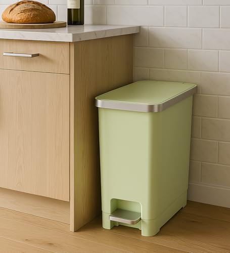 Image of Obsessions EKO 10L Plastic Step Bin with Pedal,Waste Storage Trash Can, Green