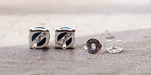 6Mm Round Natural Copper Turquoise 925 Sterling Silver Stud Earrings December Birthstone, S19 #TOP3