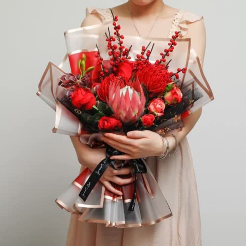 Image of Oasis Floral Products Flower Bouquet Wrapping & Gift Packing Cellophane Film Sheets 58x58cm (20 nos) Champagne Matt Double Border