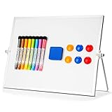 Dry Erase White Board, 16'X12' Large Magnetic Desktop Whiteboard with Stand, 8 Markers, 6 Magnets, 1 Eraser, Portable Double-Sided White Board Easel for Kids Drawing Memo School Office Home Do List