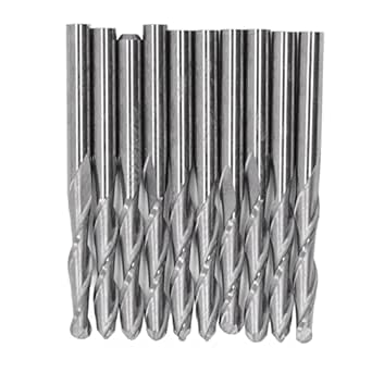 5x Hartmetall-Spiralfräser 1/16 Zoll - 1/4-Zoll-Schaft, Blau Beschichtet, Für Acryl, Holz & Nichteisenmetalle