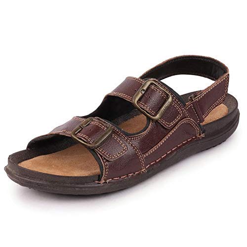 Bata Quovadis Men's Leather Sandals & Floters (6UK/INDIA (40EU), Brown