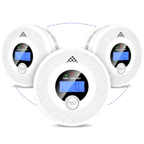 3 Pack Interconnected Smoke and CO Alarm with LCD Screen, 85dB Loud Alert, RF Network Sync, Battery Operated, Ideal for Multi-Room Use in Home, Office, RV