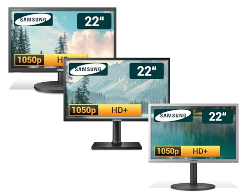 Samsung 22 Zoll Business Computer Monitor, Desktop Gaming Monitor, HD+ (VGA - DVI - VESA), PC Bildschirm, schwarz/Silber (Generalüberholt)