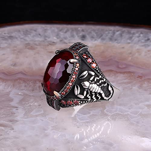 Bague d'amulette scorpion gothique en argent rétro vert - 2