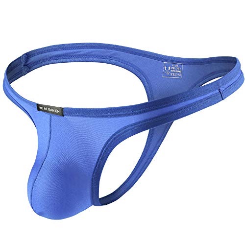 Musclemate Premium Men's Thong Underwear, No Visible Lines, Men's Thong G-String Underpants, (L, Blue) #TOP27