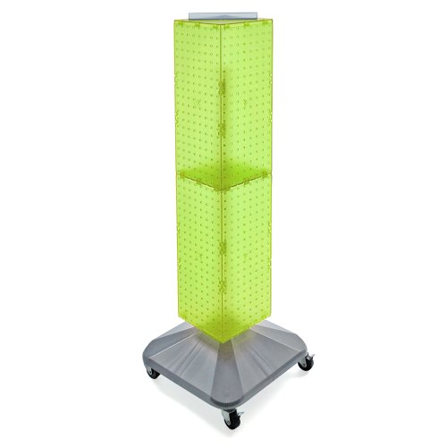 Azar Displays 703388-GRE Standard Four-Sided Interlocking Pegboard Tower, Green Translucent