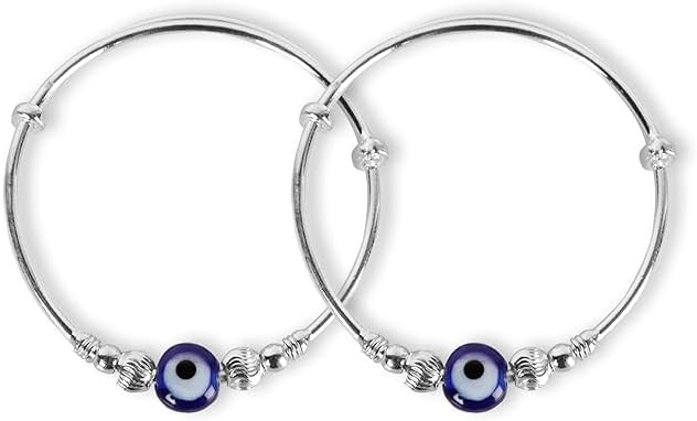 Nazariya Najariya Black and Silver Set of 1 BBY Evileye Protection 1 Pair (White Black) Evil Eye Design