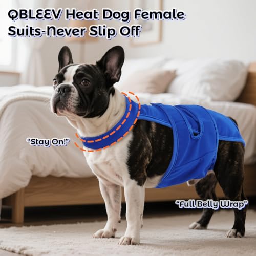 Image of QBLEEV Female Dog Diapers with Adjustable Suspenders - Washable Sanitary Panties for Dogs in Heat or Incontinence, Escape-Proof Reusable Pet Period Underwear Onesie for Small to Large Breeds