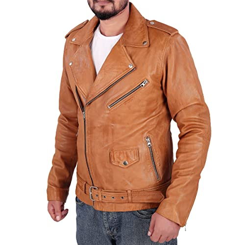 Image of Men Leather Jacket - Lambskin Winter Vintage Motorcycle Biker Jacket, Coat Soft & Stylish Moto Ride & Racing Jacket's