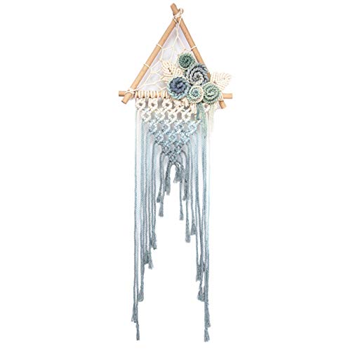 ZCRFY Tapices Tejido Hecho A Mano Macramé Tapiz Colgante De Pared Rosa Borla Boho Decoración Elegante para El Regalo De La Ceremonia De Arte,Skyblue+30 * 90cm