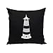 shirtdepartment Czarna poduszka dekoracyjna - mała latarnia morska, czarno-srebrna
