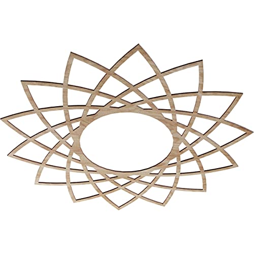 Image of Ekena Millwork 40 inchOD x 15 3 /8 inchID x 3 /8 inchT Eleanor Wood Fretwork Pierced Ceiling Medallion, Red Oak