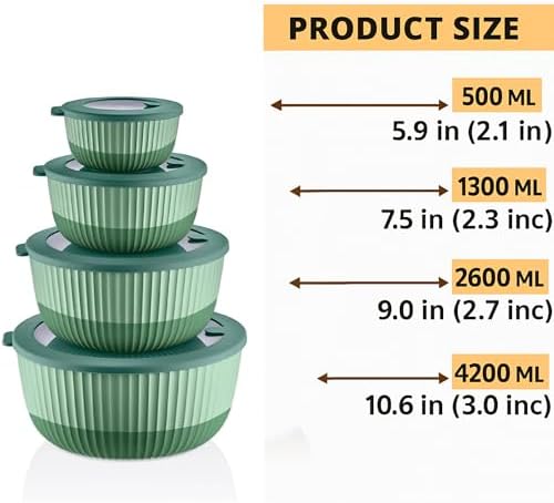 Mixing Bowls with Airtight Lids – 8 Piece Nesting Kitchen Set – BPA-Free, Leak-Proof & Stackable – Dishwasher, Microwave & Freezer Safe - Thumbnail 3