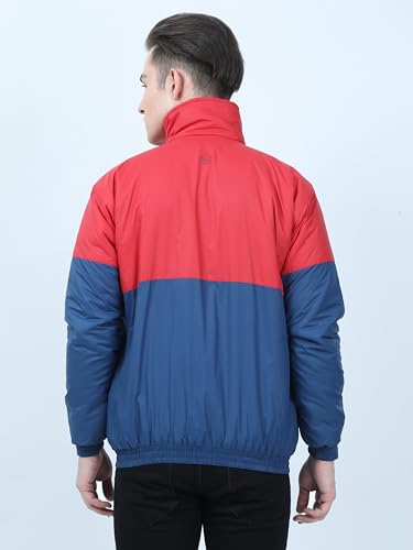 Image of VROJASS Men VROJASS Jackets for Men Stylish Puffer Winter Jacket For Men Standard Length Jacket Man Full Sleeves Bomber Jackets for Man Red With Black Jacket