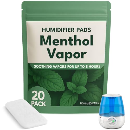 20 Pack Menthol Eucalyptus Humidifier Pads - Soothing Vapor Pad Refills for Congestion Relief on all Vks, Crane, More - Vapopads Replacement, Natural Waterless Vaporizers Pads, Cold/Flu Symptom Relief