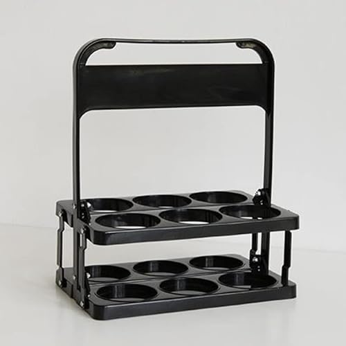 Kuuleyn Cesta De Vino, Portabotellas, Estante Portátil para Botellas De Cerveza, Estante Plegable De Almacenamiento De Bebidas De Color Puro, Cesta con Mango De Cerveza para Picnic(Black)