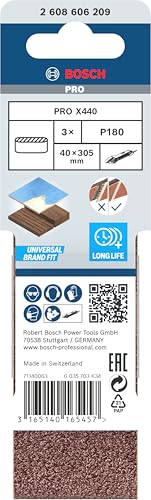 Bosch Professional Schleifband X440 Best for Wood+Paint 40x305mm Korn 180, 3 Stk. 2608606209 Rot