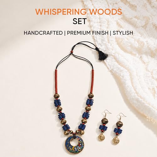Image of AAKRITI ART CREATIONS Handcrafted Women's Jewelry Set - Elegant Ethnic Necklace and Earrings, Statement Fashion Accessories for Parties & Festivals