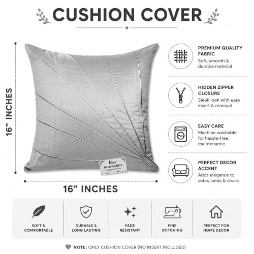 Image of Noor Silk Cushion Covers Pack of 7 | 16x16 Inches, Silver