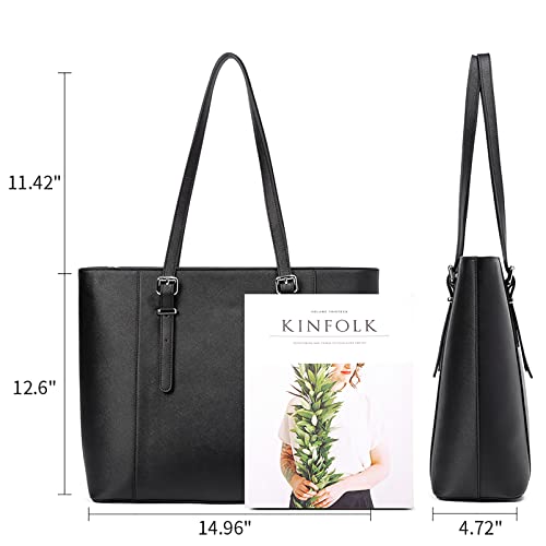 Image of Telena Laptop Tote Bag for Women, 15.6 Inch Shoulder Tote Bag Leather Briefcase for Women, Large Capacity Handbag Bags | 15.6 Inch