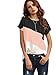 ROMWE Women's color block blouse short sleeve Casual Tee Shirts Tunic Tops pink S