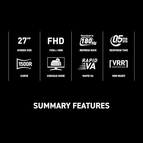 Image of msi MAG 27C6FA 27-inch 1920 x 1080 (FHD), Rapid VA, Gaming Monitor 180Hz, AMD FreeSync, 0.5ms, HDMI, Display-Port, VESA, Tilt, Black