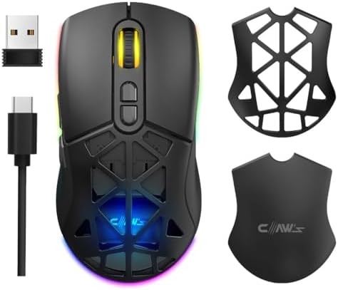 Claw's Nexus Air Kablosuz 10000 Dpi Pixart PMW3325 Sensör Makro Yazılımlı & Değiştirilebilir Kapaklı RGB Kablosuz Gaming Mouse - Siyah — Amazon ürün görseli