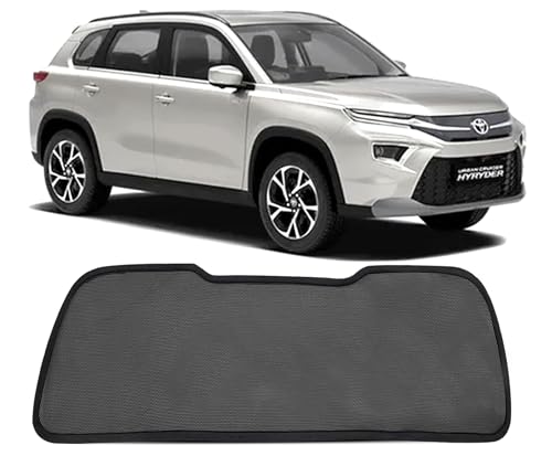 Image of Autofact Dicky Curtain for Urban Cruiser Hyryder | Custom Fit Rear Windshield Sunshade | Foldable Mesh | Privacy & Cooling Car Accessory | Car Rear Sun Shade UV Block Easy Install Durable Black Mesh