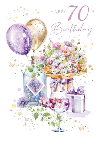 Cherry Orchard Ladies 70th Birthday Card Luxury Milestone Birthday card From Finished with Beautiful Purple foil