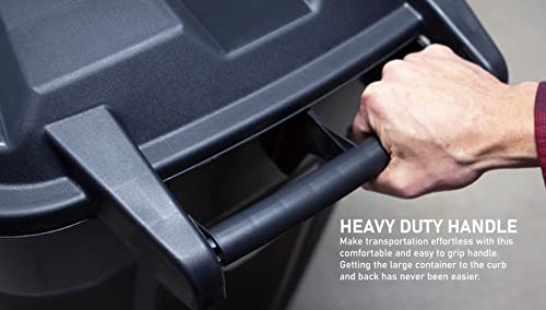 United Solutions TI0088 32 Gallon Wheeled Outdoor Garbage Can With Attached Snap Lock Lid And Heavy-Duty Handles, Black, Heavy-Duty Construction, Perfect Backyard, Deck, Or Garage Trash Can thumb #2