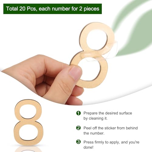 Numéros acryliques dorés effet 3D relief pour bureau et maison - 3