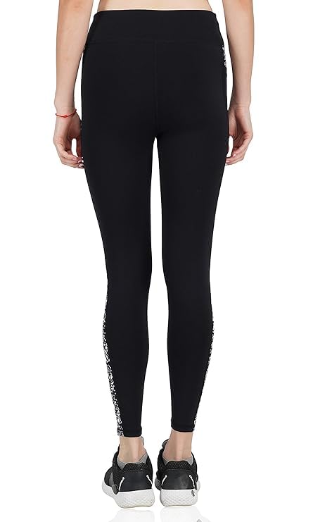Image of NEVER LOSE Gym Wear Leggings Ankle Length Workout Tights /Stretchable Sports Leggings /Sports Fitness Yoga Track Pants with Pocket for Girls & Women (S, Classic11) Black CLASSIC11