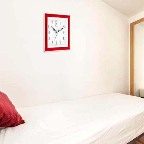 Image of Matiz Analog 30 cm X 30 cm Wall Clock | Brown | with Glass | Standard| 177 Red