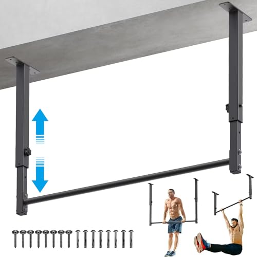 Kipika 48' Heavy Duty Ceiling Pull Up Bar - Adjustable Height, Comfortable Grip, Easy Installation...