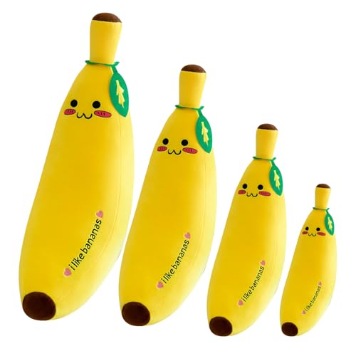 Ecocoer バナナ 抱き枕 ぬいぐるみ 特大サイズ クッション 添い寝枕 フルーツデザイン カートゥーン風 ふわふわ 癒し系 インテリア おもちゃ 子供用 誕生日 クリスマス プレゼント (80cm,かわいい)