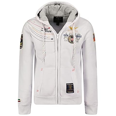 Geographical Norway Męska bluza z kapturem kurtka Faero Special, biały, L